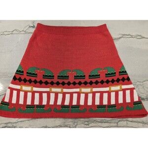 With Love, Derek skirt women's juniors size M Christmas party Elf red.